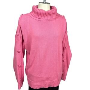 J.O.A. Just One Answer (L) Sweater Cotton-Blend Turtleneck Barbie Pink